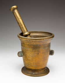 BRASS MORTAR AND PESLE.