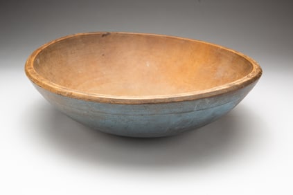 PAINT DECORATED TURNED WOOD BOWL.
