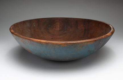 PAINTED TURNED WOOD BOWL.