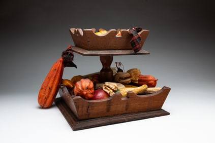 TWO TIERED FRUIT OR VEGETABLE STAND.