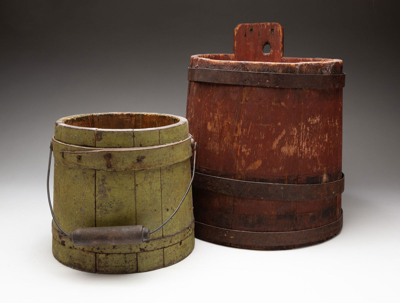TWO PAINTED BUCKETS. (1 of 5)