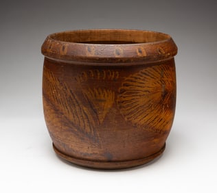 PAINT DECORATED TREENWARE BOWL.