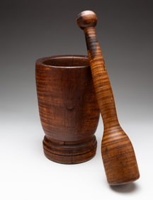 TREEN PESTLE AND MORTAR.