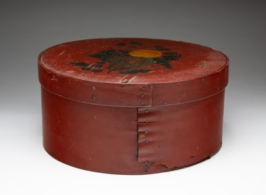 PAINT DECORATED BENTWOOD PANTRY BOX.