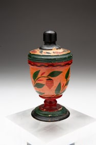 COVERED LEHNWARE FOOTED SAFFRON CUP.