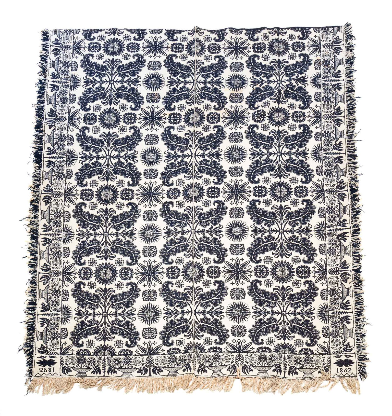 TWO PIECE JACQUARD COVERLET. (1 of 5)