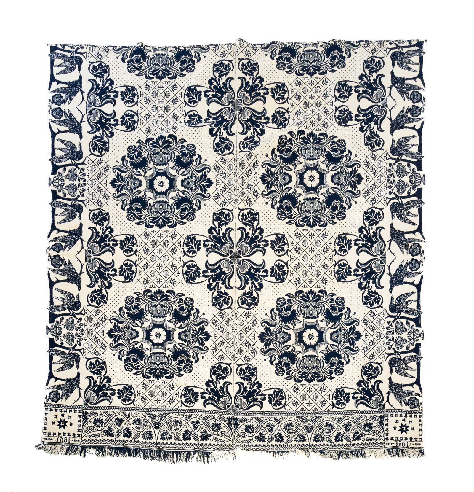 DOUBLE WEAVE JACQUARD COVERLET. (1 of 6)