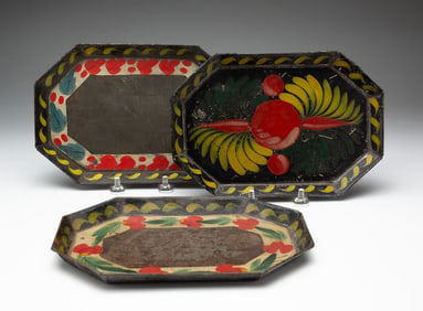 THREE TOLE TRAYS.