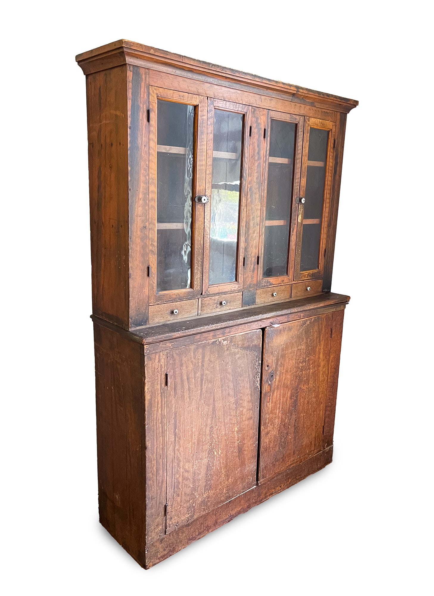 GRAIN PAINTED STEPBACK CUPBOARD. (1 of 6)