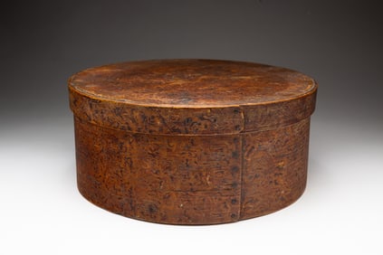 VINEGAR GRAIN PAINTED BENTWOOD PANTRY BOX.