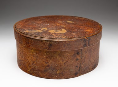 VINEGAR GRAIN PAINTED BENTWOOD PANTRY BOX.
