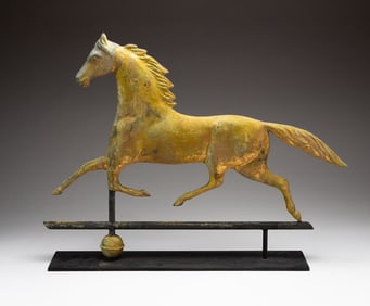DIMINUTIVE FULL-BODIED GILT HORSE WEATHERVANE.