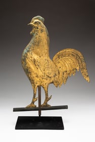 DIMINUTIVE GILT ROOSTER WEATHERVANE.