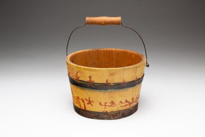 PAINTED AND STENCILED "GOOD BOY" MINIATURE PAIL.