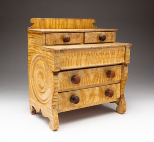 GRAIN PAINTED MINIATURE EMPIRE CHEST.