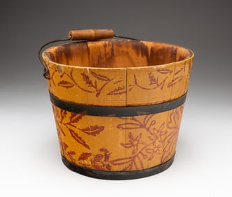 PAINTED AND STENCILED BERRY BUCKET.