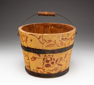 PAINTED AND STENCILED BERRY BUCKET.