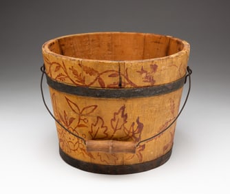 PAINTED AND STENCILED BERRY BUCKET.
