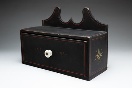 PAINT DECORATED ONE DRAWER BOX.