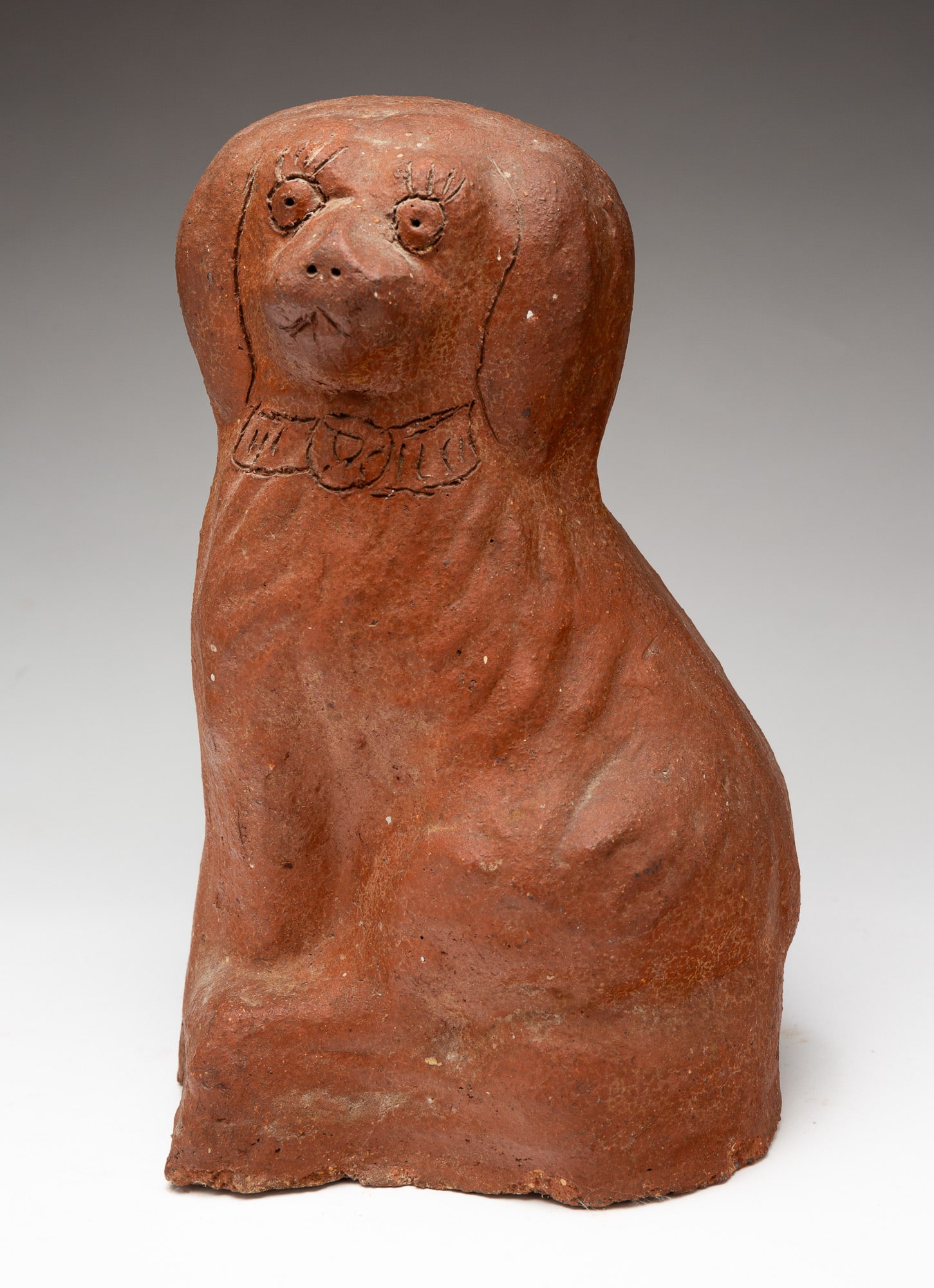 UNGLAZED RED CLAY SPANIEL BY J. COX. (1 of 4)
