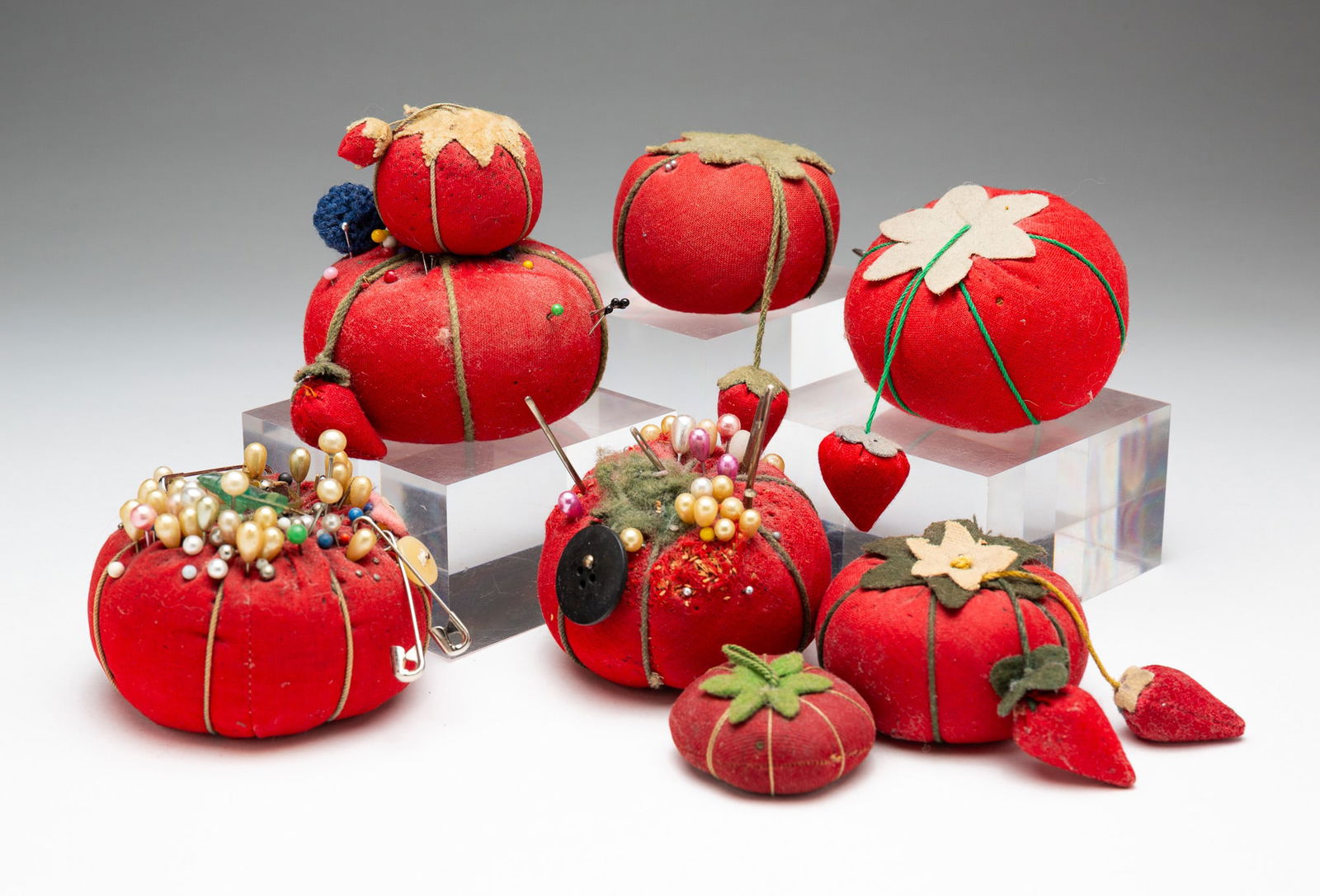 EIGHT VICTORIAN PINCUSHIONS. (1 of 3)