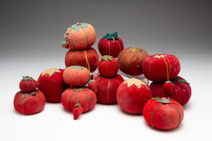 GROUP OF VEGETABLE PINCUSHIONS.
