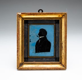REVERSE PAINTED SILHOUETTE OF A GENTLEMAN.