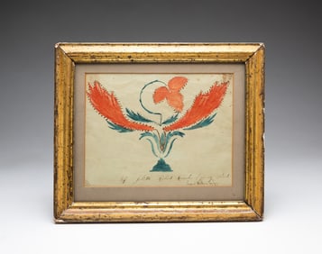 FRIENDSHIP WATERCOLOR DRAWING WITH FLOWERS IN AN URN.