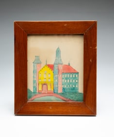 WATERCOLOR OF A BUILDING.