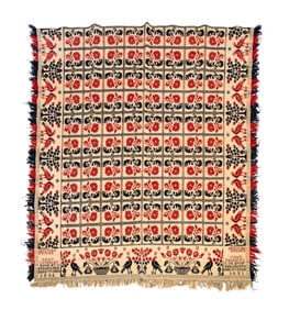 ROSS COUNTY, OHIO JACQUARD COVERLET BY M. STINHILBER.