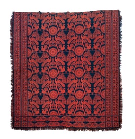 DOUBLE WEAVE OHIO JACQUARD COVERLET.