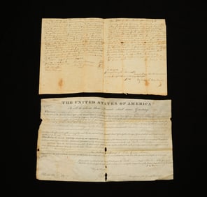 JOHN QUINCY ADAMS SIGNED MUSKINGUM COUNTY, OHIO LAND GRANT.