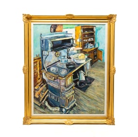 "OPEN STOVE, CANADA" BY EMERSON BURKHART (1905-1969).