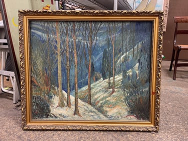 WINTER LANDSCAPE BY CARL SPRINGER (OHIO, 1874-1935).