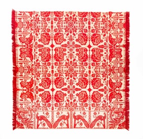 JACQUARD COVERLET, PROBABLY INDIANA.