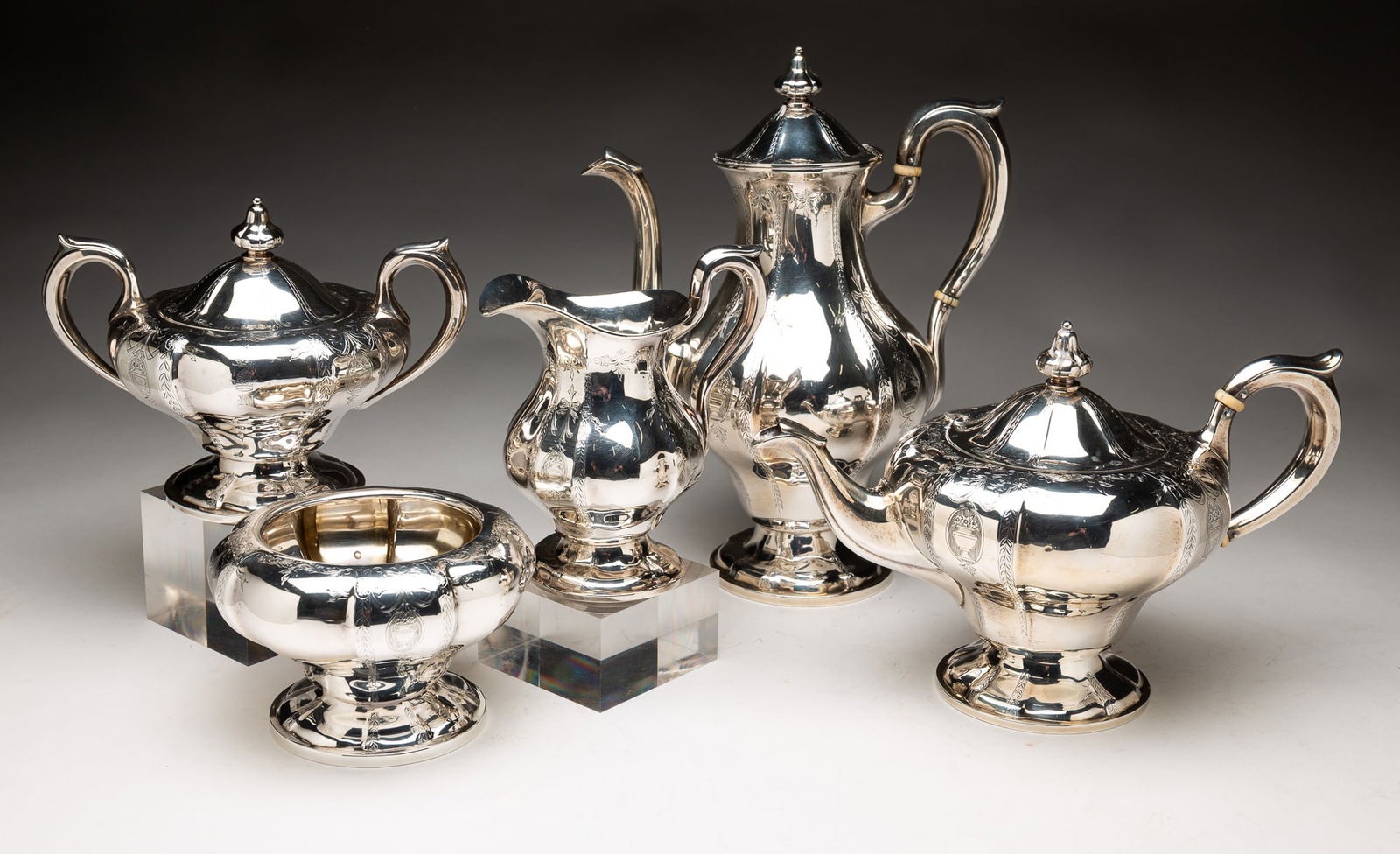 STERLING COFFEE SERVICE BY LORING ANDREWS & COMPANY (CINCINNATI, OHIO, 1896-1958) IN THE "VIRGINIA" (1 of 6)