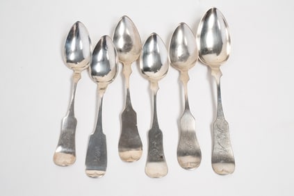 SIX CINCINNATI COIN SILVER SPOONS SIGNED C. OSKAMP
