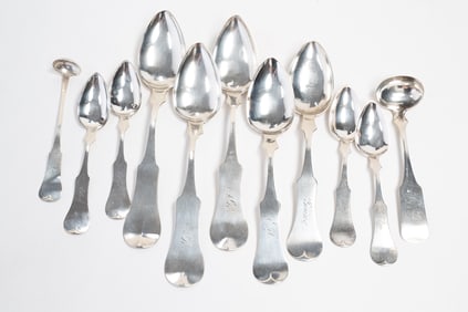 GROUP OF EARLY CINCINNATI COIN SILVER SPOONS.