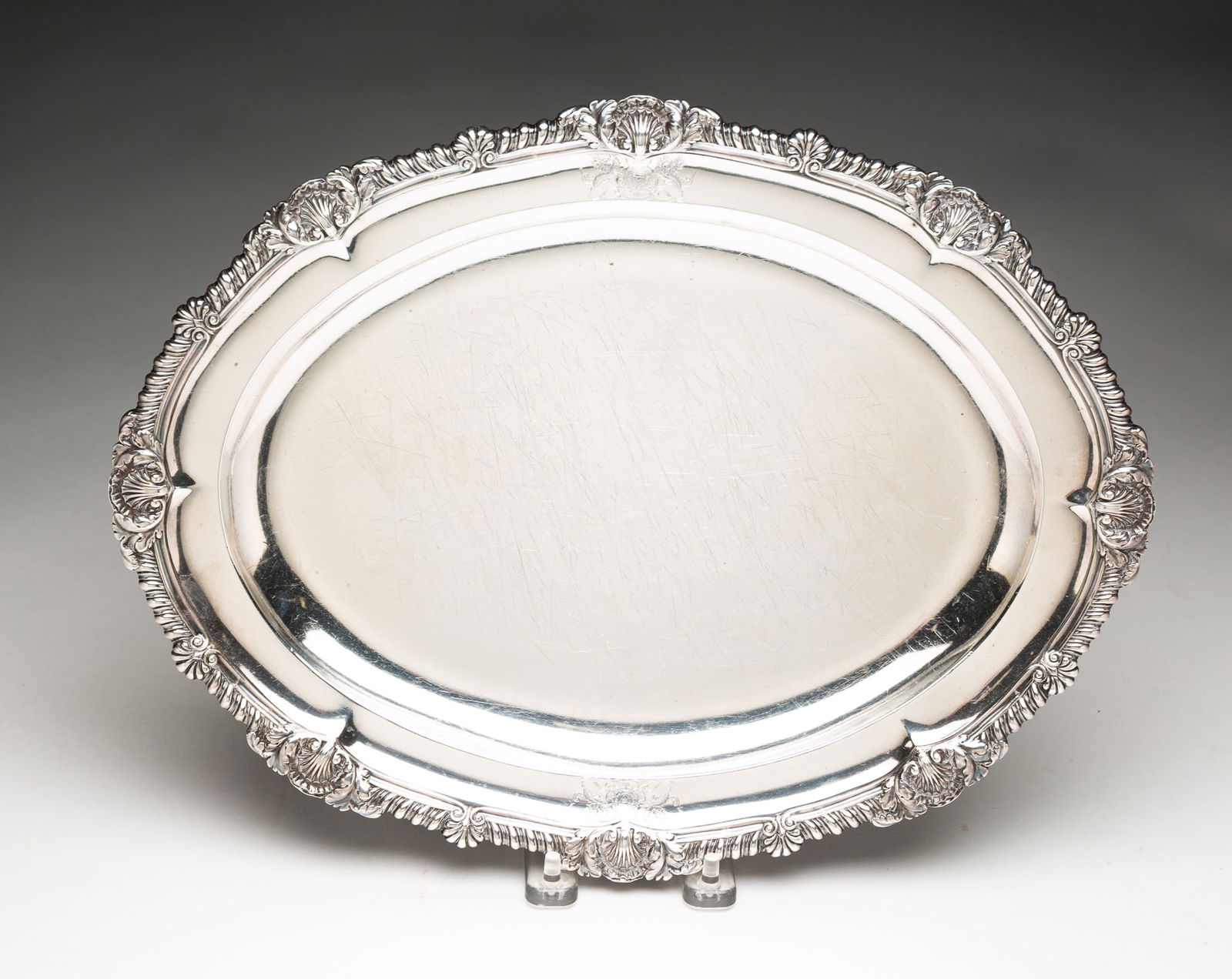 GEORGE III ENGLISH SILVER OVAL MEAT PLATTER BY PAUL STORR (1770-1844). (1 of 5)