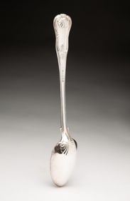 GEORGE III ENGLISH SILVER STUFFING SPOON BY PAUL STORR (1770-1844).
