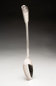 GEORGE III ENGLISH SILVER STUFFING SPOON BY PAUL STORR (1770-1844).