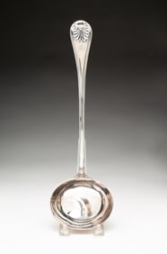GEORGE III ENGLISH SILVER LADLE BY PAUL STORR (1770-1844).