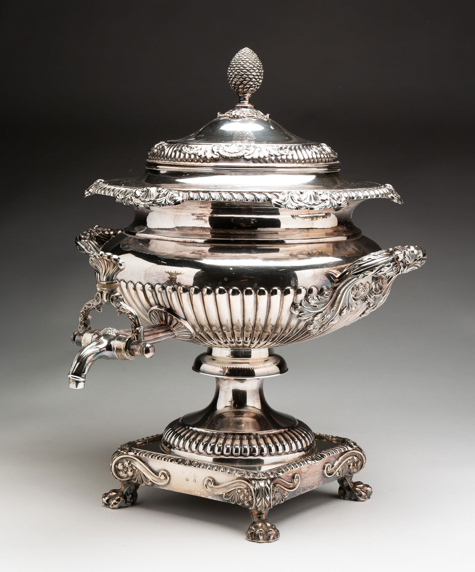ENGLISH REGENCY SHEFFIELD SILVER PLATE COFFEE URN BY MATTHEW BOULTON (1728-1809). (1 of 7)