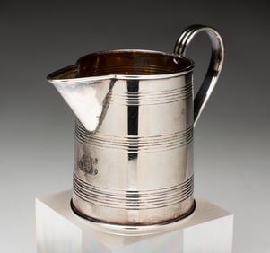 UNUSUAL DIMINUTIVE ENGLISH REGENCY SHEFFIELD SILVER PLATE CREAMER BY MATTHEW BOULTON (1728-1809).