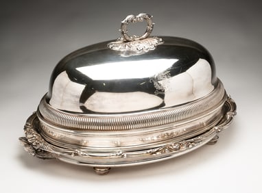 GEORGE III ENGLISH SHEFFIELD SILVER PLATE MEAT DOME BY MATTHEW BOULTON (1728-1809).
