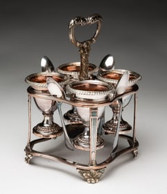 GEORGE III ENGLISH SHEFFIELD SILVER PLATE EGG CRUET BY MATTHEW BOULTON (1728-1809).