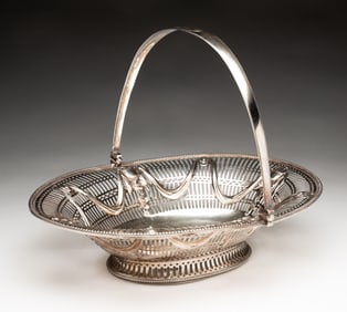 ENGLISH SILVER BASKET BY PETER AND JONATHAN BATEMAN.