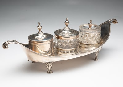 GEORGE III STERLING SILVER INK STAND BY HESTER BATEMAN.