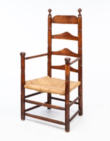 WILLIAM AND MARY LADDER BACK ARMCHAIR.