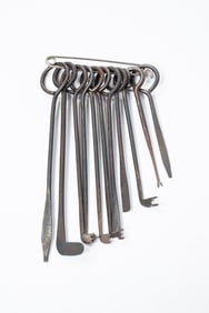 EARLY FORGED IRON LOCK PICKING TOOLS.